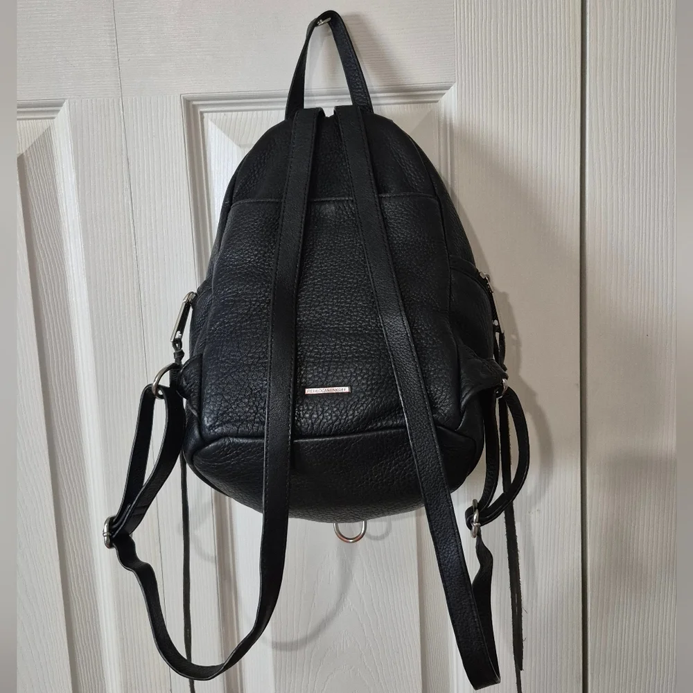 Rebecca Minkoff Julian Backpack Black Pebbled Leather Center Zip Restored